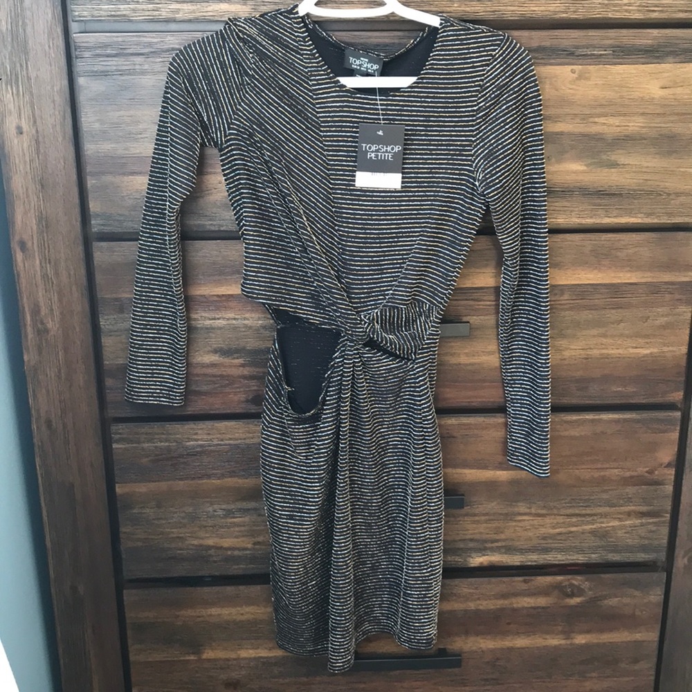 Topshop petite 0 metallic cocktail dress